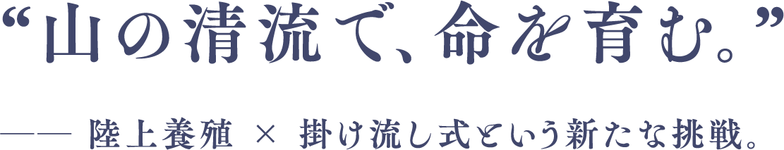 山の清流で、命を育む陸上養殖 × 掛け流し式という新たな挑戦。